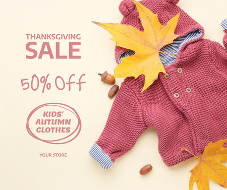 Ontwerpsjabloon van Facebook van Kinderkleding Sale op Thanksgiving