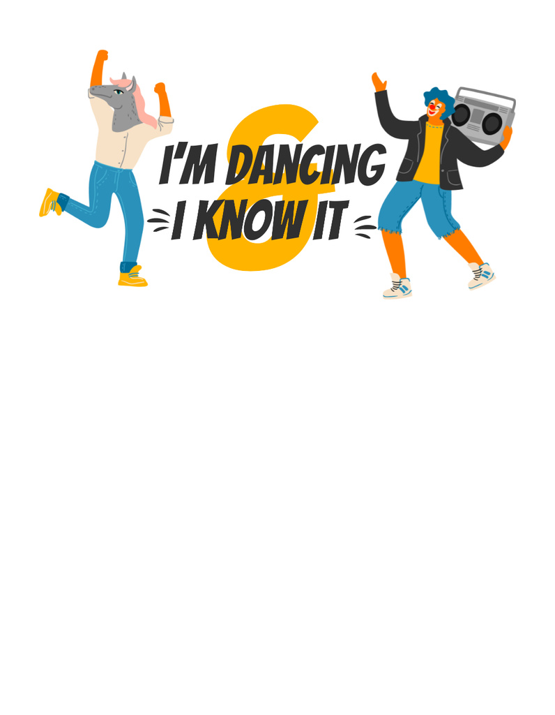 Dancing Clown with Boombox and Horseman T-Shirt Design Template