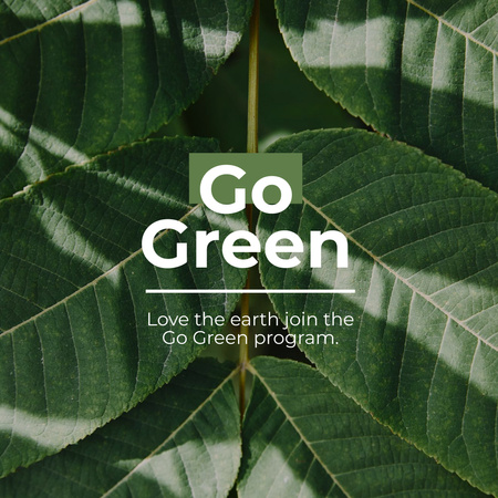 Ontwerpsjabloon van Instagram van Groene levensstijl Concept motivatie met plantenbladeren