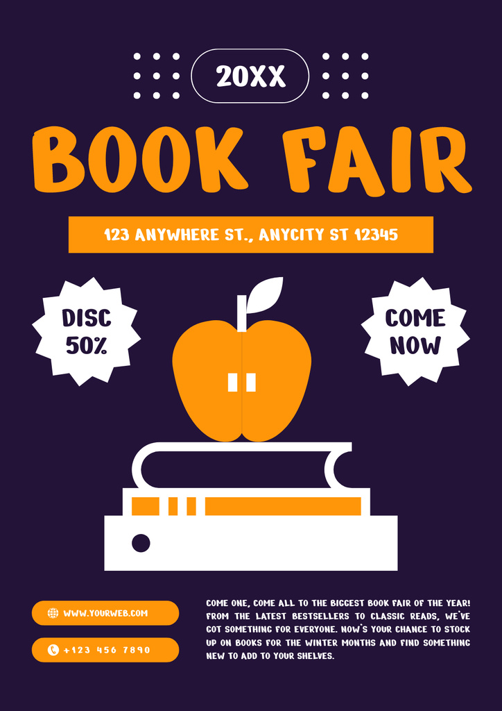 Book Fair Announcement with Creative Illustration Poster – шаблон для дизайну