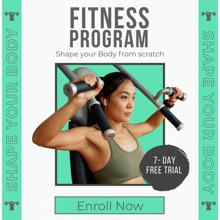 Ontwerpsjabloon van Instagram van Aankondiging fitnessprogramma