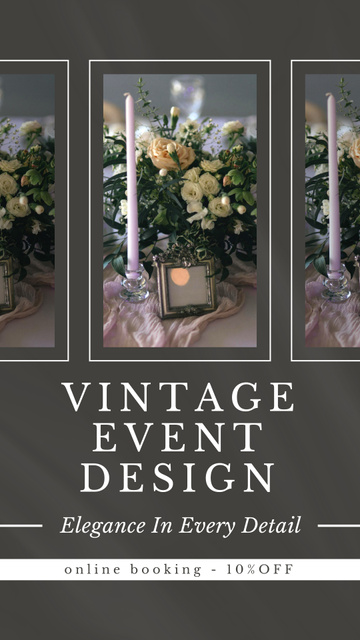 Elegant Vintage Event Design Services Instagram Story Šablona návrhu