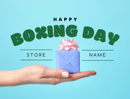Template di design Boxing Day Holiday Greeting with Cute Gift Postcard 4.2x5.5in