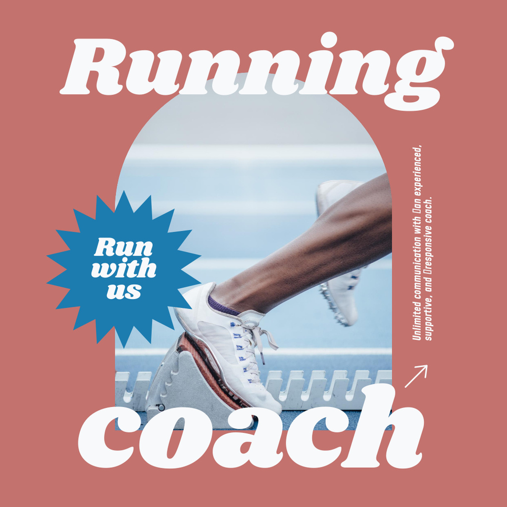 Ontwerpsjabloon van Instagram van Running Coach Ad