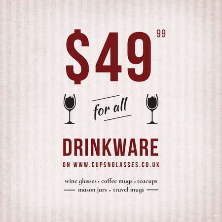 Kırmızı şarap ile Drinkware Satış Cam Instagram AD Tasarım Şablonu
