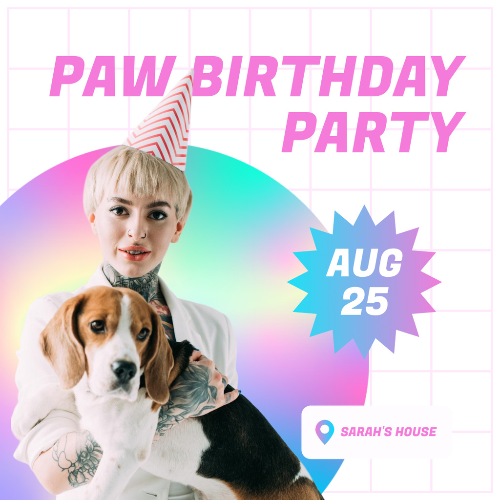 Ontwerpsjabloon van Instagram van Birthday Party of Pet