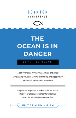 Dalgalı Okyanus Hakkında Ekoloji Konferansı Invitation 5.5x8.5in Tasarım Şablonu
