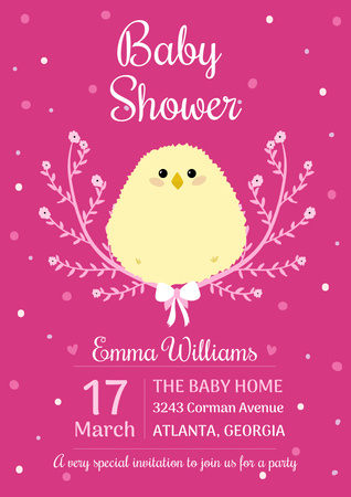 Baby shower invitation with cute chick Poster – шаблон для дизайну