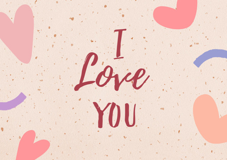 Plantilla de diseño de I Love You Pink Postcard A5 