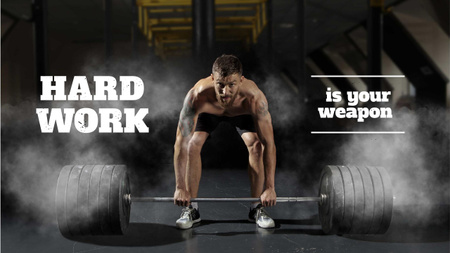 Manhood Inspiration with Strong Man holding Barbell Youtube Thumbnail Design Template