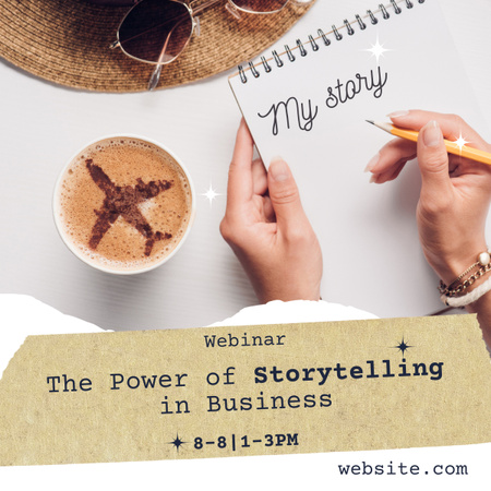 Plantilla de diseño de Webinar sobre Storytelling en los Negocios LinkedIn post 