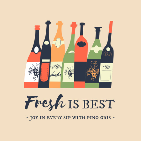Modèle de visuel Annonce de la fête du vin avec bouteilles et collations - Animated Post
