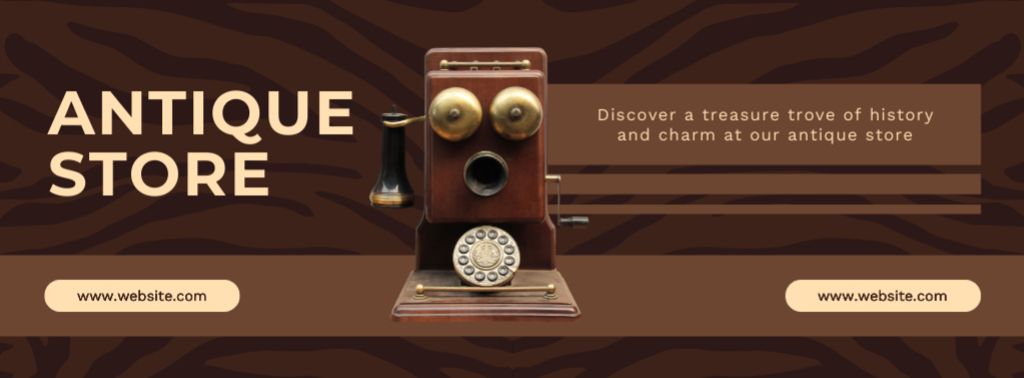 Ontwerpsjabloon van Facebook cover van Aged Telephone Offer In Antique Store
