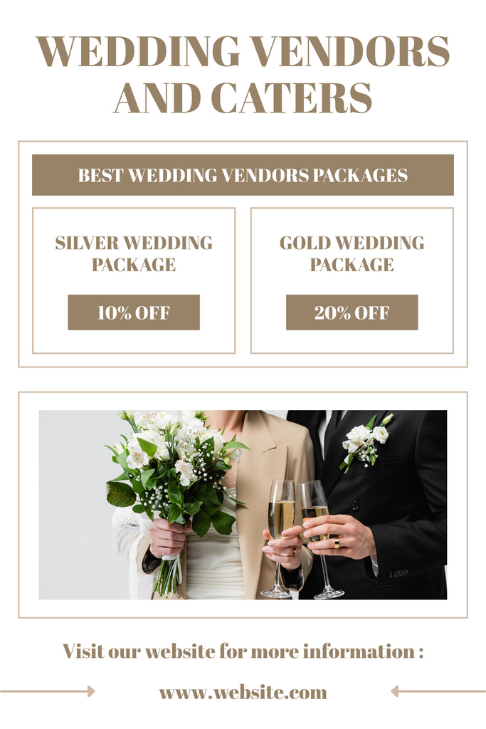 Discount on Wedding Vendors and Catering Services Pinterest Design Template