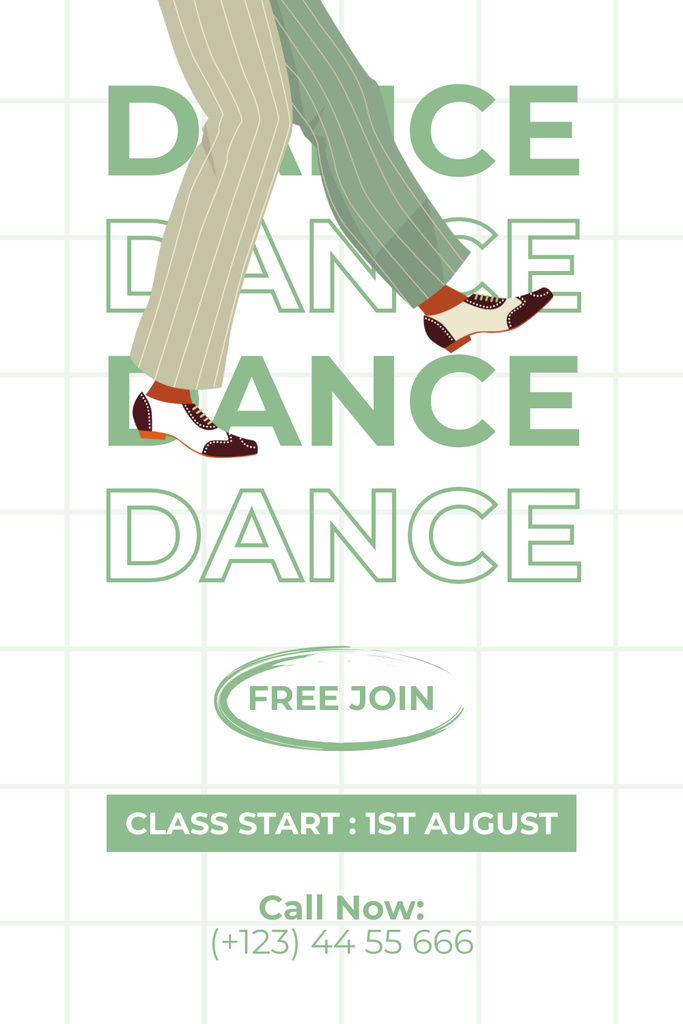 Szablon projektu Offer of Free Joining to Dance Class Pinterest