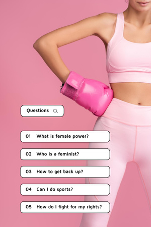 Girl Power Inspiration with Fit Young Woman Pinterest Design Template