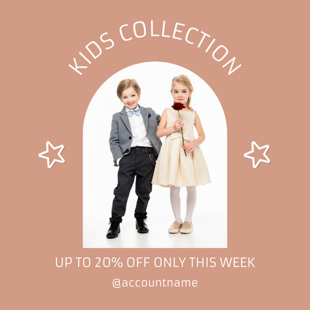 Kids Collection Announcement with Cute Children  Instagram Design Template