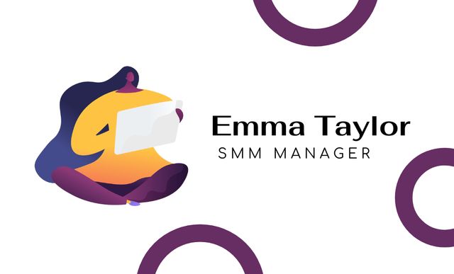 SMM Manager Services Ad with Illustration Business Card 91x55mm Šablona návrhu