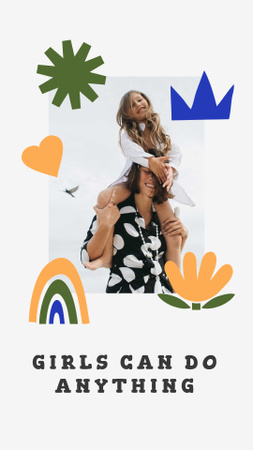 Girl Power Inspiration with Woman holding Happy Child Instagram Story Modelo de Design