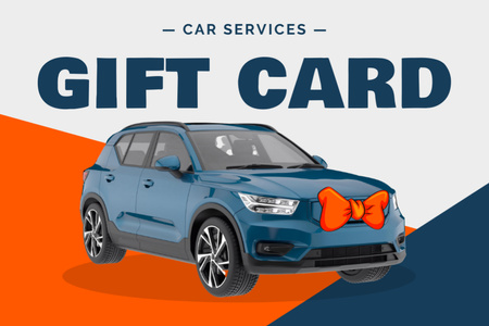 Car Services Ad with Bow on Automobile Gift Certificate Design Template