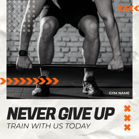 Motivational Phrase with Man in Gym Instagram Design Template