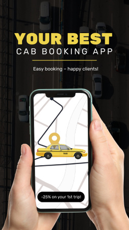Modèle de visuel Application de service de taxi avec réservation de trajet - TikTok Video