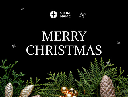 Ontwerpsjabloon van Postcard 4.2x5.5in van Kerstgroet met traditionele versierde twijgen