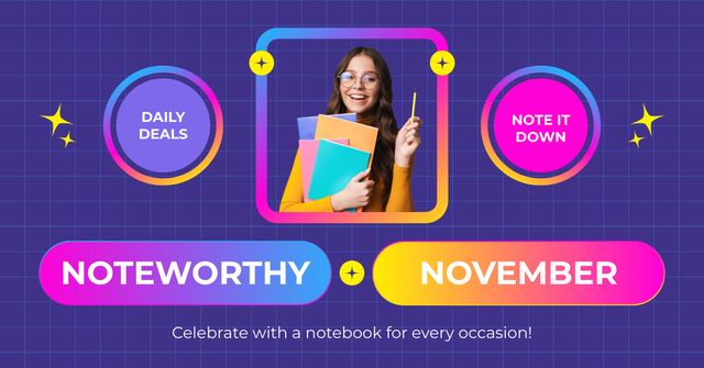 Plantilla de diseño de Noteworthy November Deals On Notebooks Facebook AD 