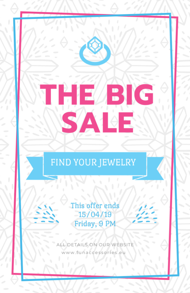 Ontwerpsjabloon van Flyer 5.5x8.5in van Jewelry Big Sale Offer with Ring Icon in Blue