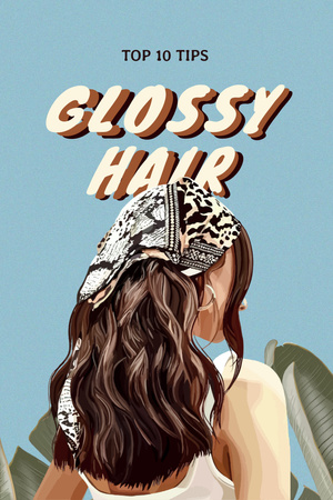 Tips for Glossy Hair Pinterest tervezősablon