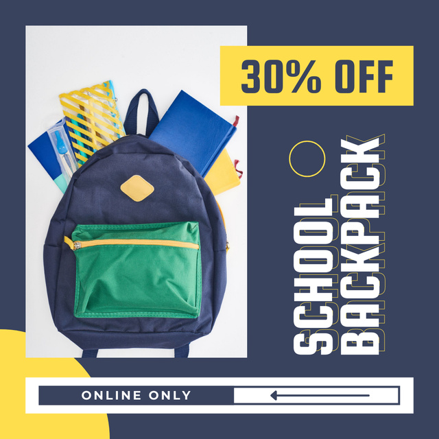 Ontwerpsjabloon van Instagram van Discount on Online Purchase School Backpack