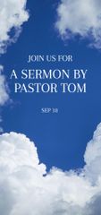 Church Sermon Announcement with Clouds in Blue Sky