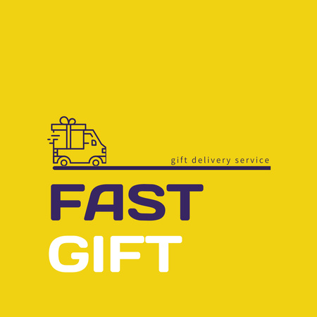 Plantilla de diseño de Delivery Service Ad with Car and Gift Box Logo 1080x1080px 