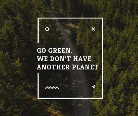 Designvorlage Ecology Quote with Forest Road View für Facebook