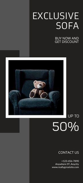 Szablon projektu Furniture Ad with Cozy Armchair and Cute Toy Flyer 3.75x8.25in