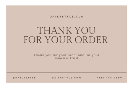 Thankful Phrase for Your Order Postcard 4x6in Design Template