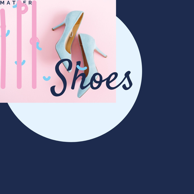 Female Fashionable Shoes in Blue Instagram AD Tasarım Şablonu