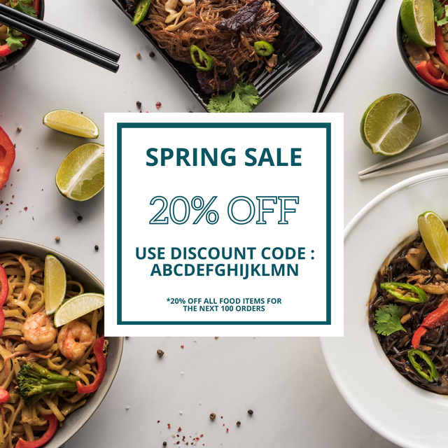 Spring Discount on Seafood Menu Instagramデザインテンプレート