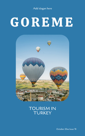観光活動として気球で飛ぶ Book Coverデザインテンプレート