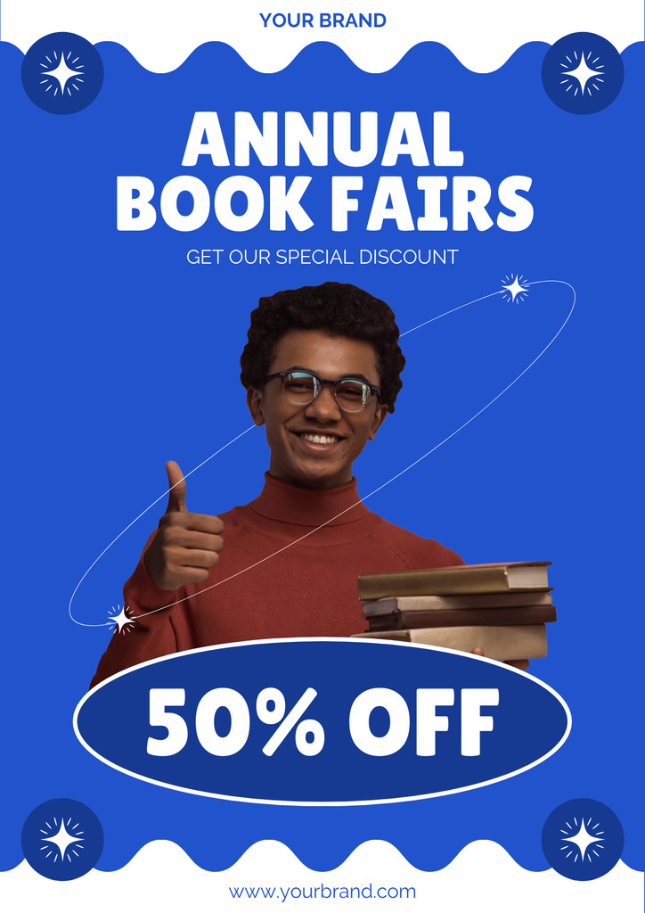 Discount Offer on Annual Book Fair Poster Tasarım Şablonu