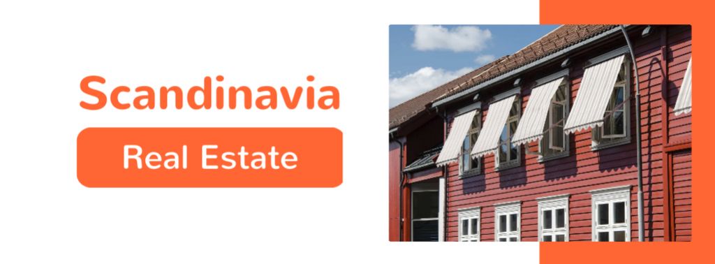 Real Estate ad with Scandinavian Houses Facebook cover tervezősablon