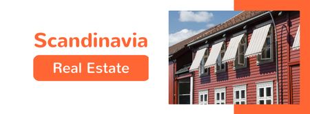 Template di design annunci immobiliari con scandinavian houses Facebook cover