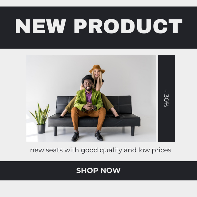 Home Furniture Advertising with Happy Couple Instagram Design Template