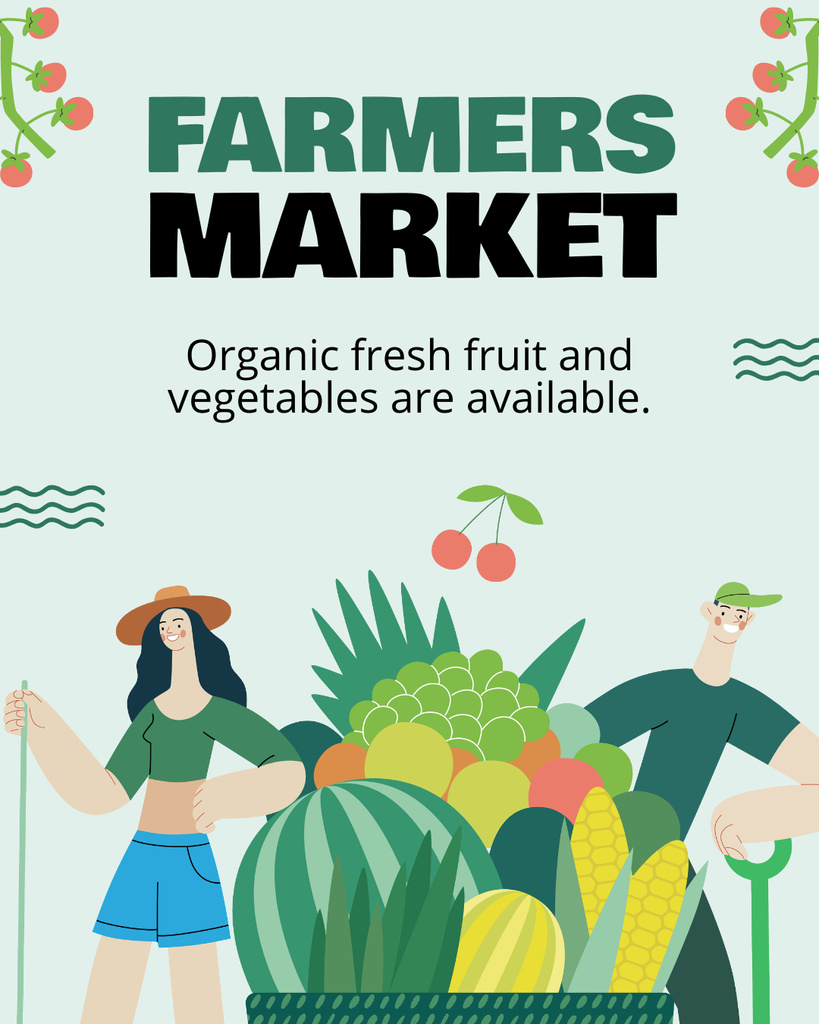 Sale of Organic Fruits and Vegetables Instagram Post Vertical tervezősablon