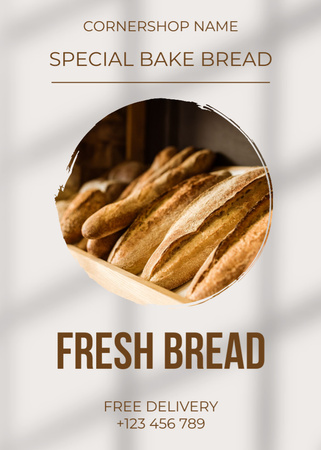 Fresh Bread Bakery Promotion With Delivery Flayer Design Template