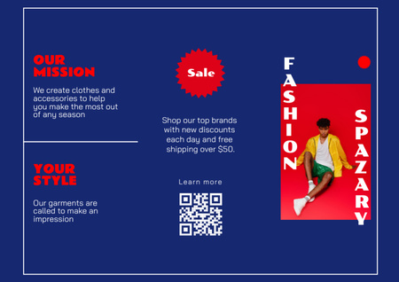 Fashion Ad with Stylish Young Guy Brochure Din Large Z-fold Design Template