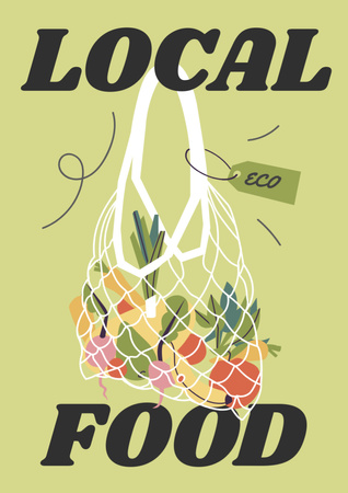 Fruits and Vegetables in Eco Bag Poster A3 – шаблон для дизайну