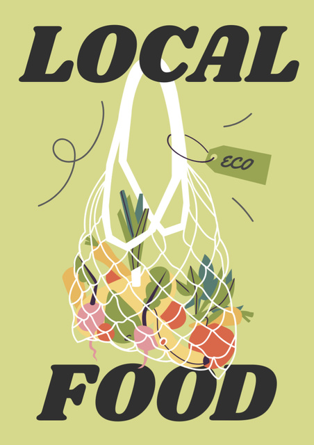 Template di design Fruits and Vegetables in Eco Bag Poster A3