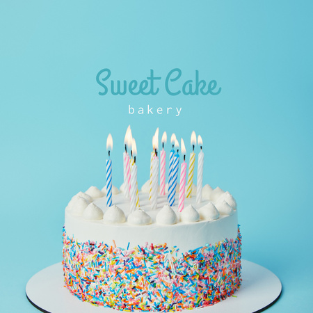 Bakery Ad with Candles in Cake Logo Design Template