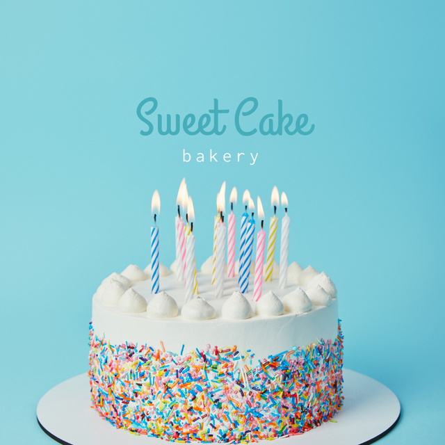 Ontwerpsjabloon van Logo van Bakery Ad with Candles in Cake